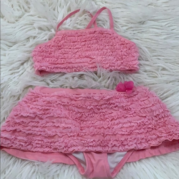 3 pc Hanna Andersson ruffle tankini & rash guard - Picture 2 of 9